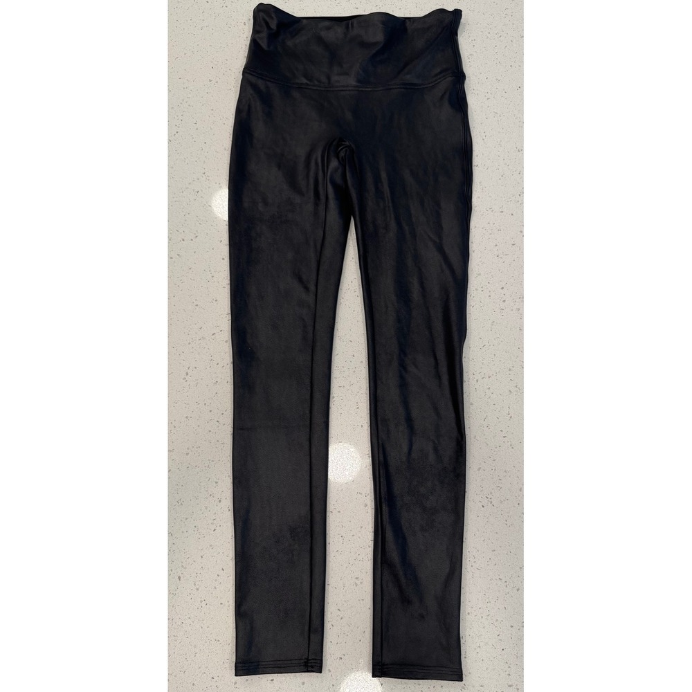 Spanx Faux Leather Leggings Womens‎ M Black Excellent Chic Minimalist Edgy
